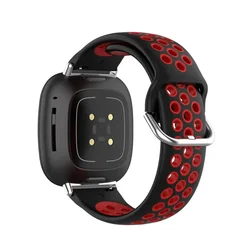 Premium Silicone Smart Watch Replacement Strap - Versatile and Durable Wristband Accessory - fitbit sense 2 (Black red)