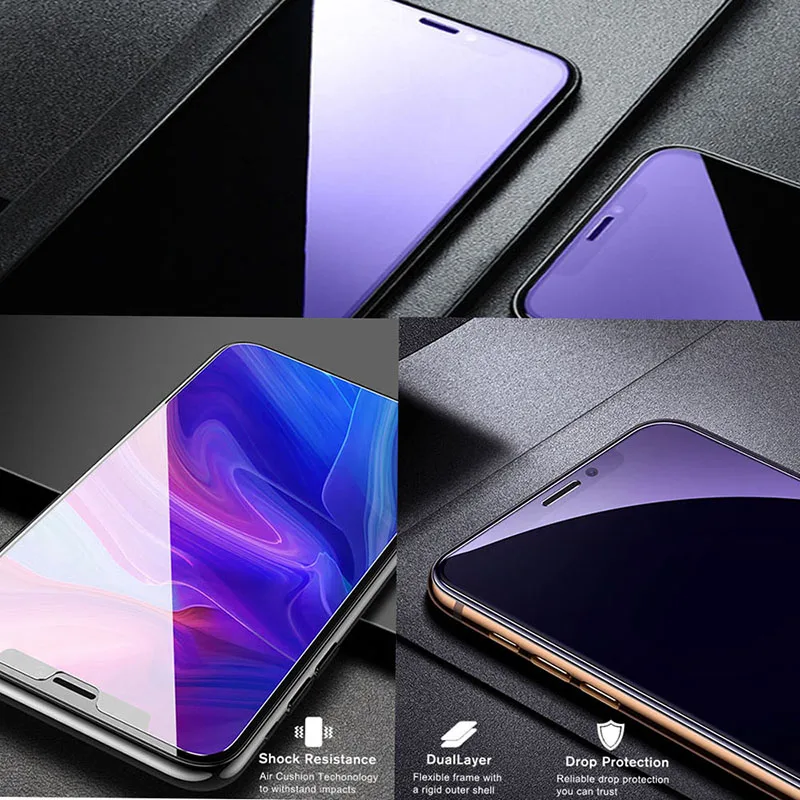 Premium 9H Anti-Blue Light Tempered Glass Screen Protector - Pack of 3