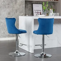 2PCS Swivel Velvet Bar Stools Counter Height Adjusatble Seat 360 ° Rotation Modern Soft Chairs for Home Kitchen Cafe Pub 4