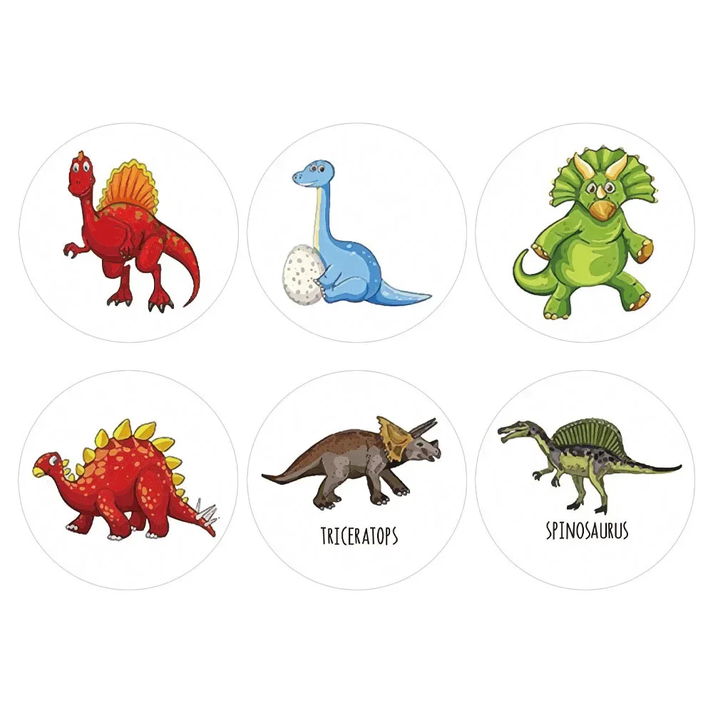500pcs Round Dinosaur Stickers for Kids Classroom Teacher Reward School Supplies Animal Incentive Roll Stickers for Home