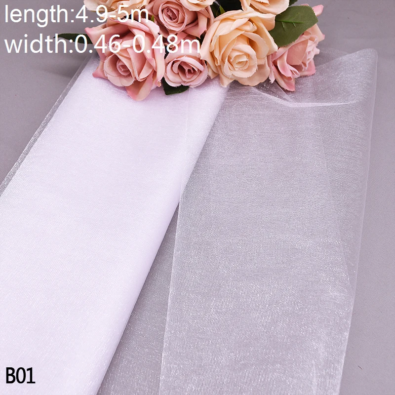 5/10m Tulle Wedding Organza Roll Sheer Crystal Organza Fabric for Wedding Decoration Mariage Yarn Birthday Event Party Supplies 