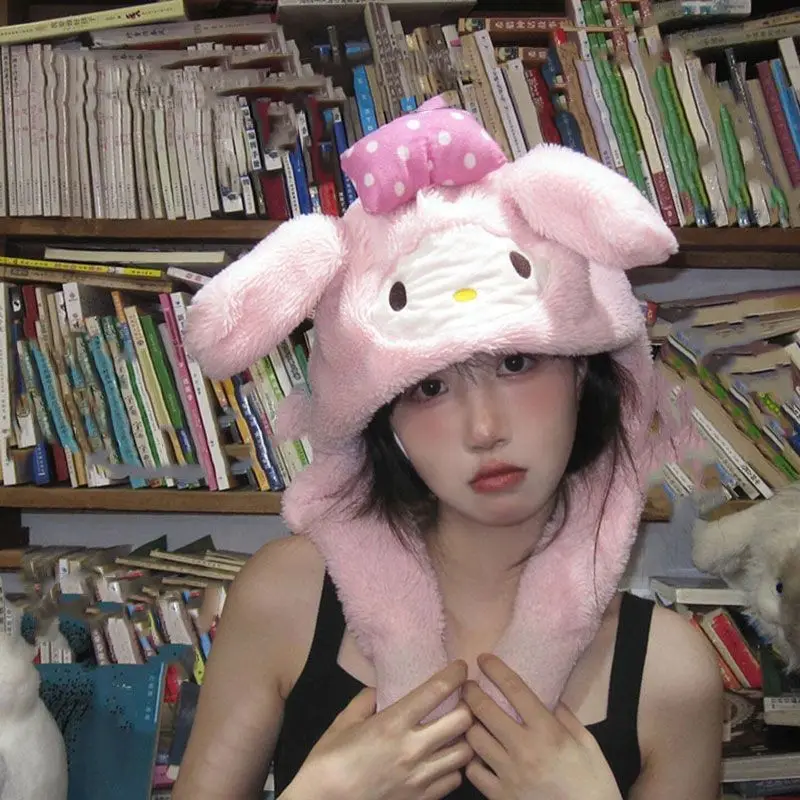 

Кавайная Милая шапка Sanrio моя мелодия плюшевая шапка зимняя утолщенная теплая защита ушей милый подарок для девушки подарок на день рождения для девушки