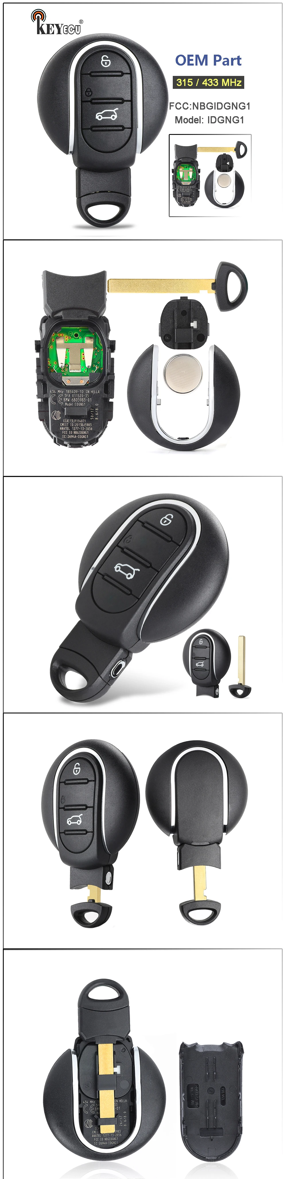 Keyforkess 315/ 433MHz ID FCC: muslimoem Parts Smart Remote Car Key Fob per BMW Key Mini Copper 2013 2014 2015 2016-2020 - S1cd0a1fceffb48e5a5d5e6254e1d2c5b5