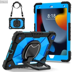 Ultimate Rugged Tablet Armor Case with Rotating Handle and Stand - iPad Mini 7 6 (Black Blue)