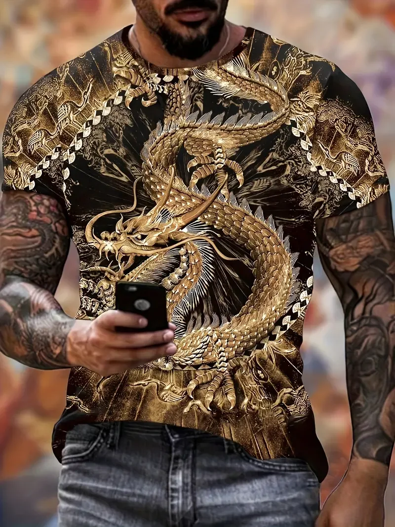 T-shirt 3d con illusione ottica uomo moda designer casual_voghion.com