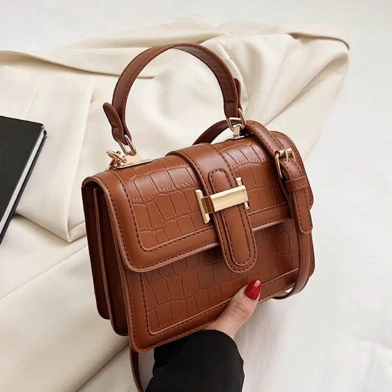 Vintage Pu Leather Shoulder Crossbody Square Bags For Women 2022 Women
