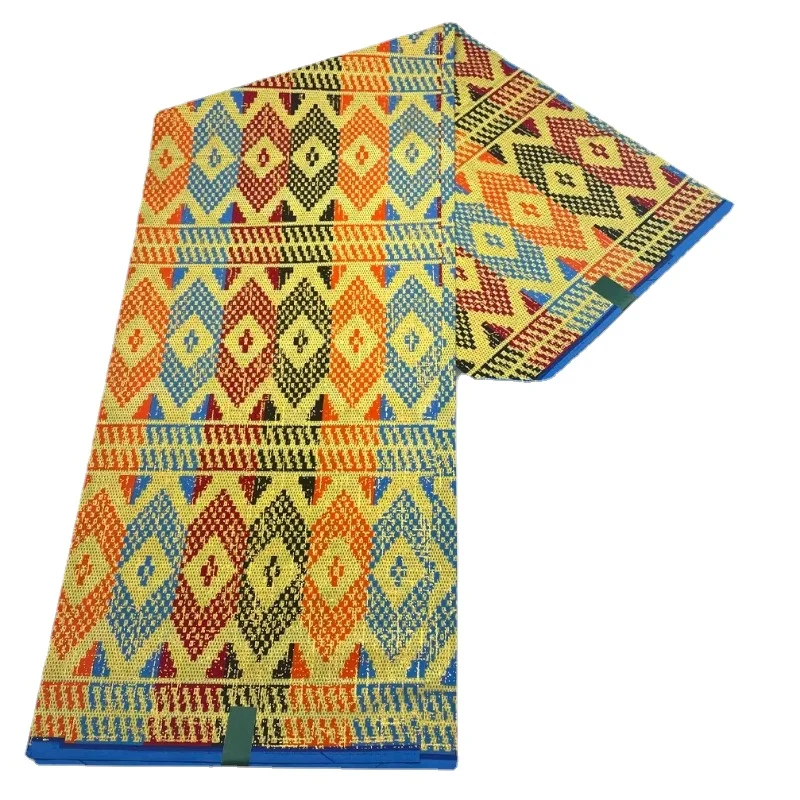 

2 + 4 Ярда, новейшая африканская восковая ткань с золотым воском, настоящая восковая Ткань, 100% хлопок, ткань с принтом в клетку из Анкары, мягкий материал для шитья