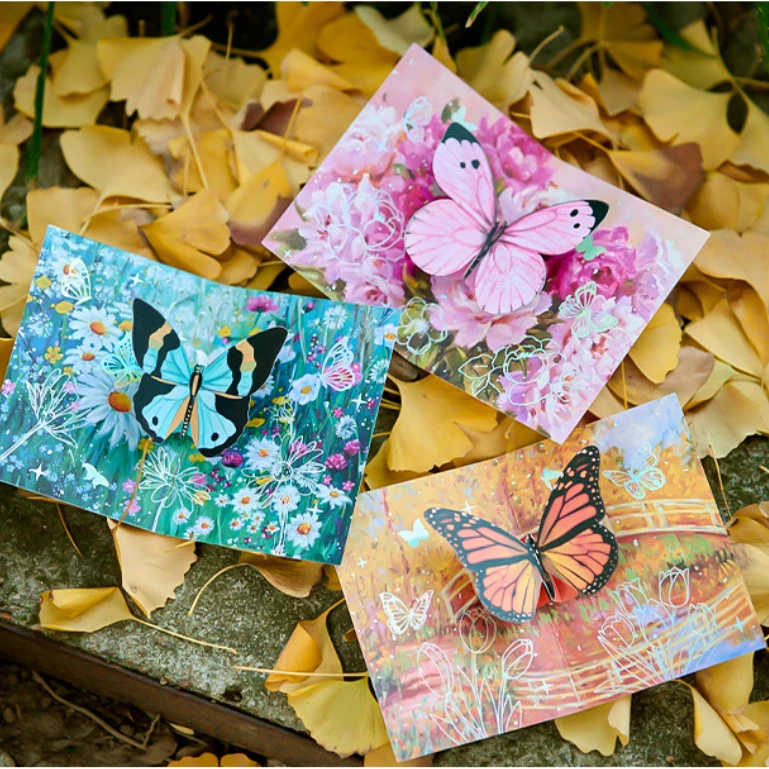 3D Butterfly Theme Pop-up Greeting Cards with Envelope Greeting Card for Birthday Wedding Anniversary Christmas Card Gifts