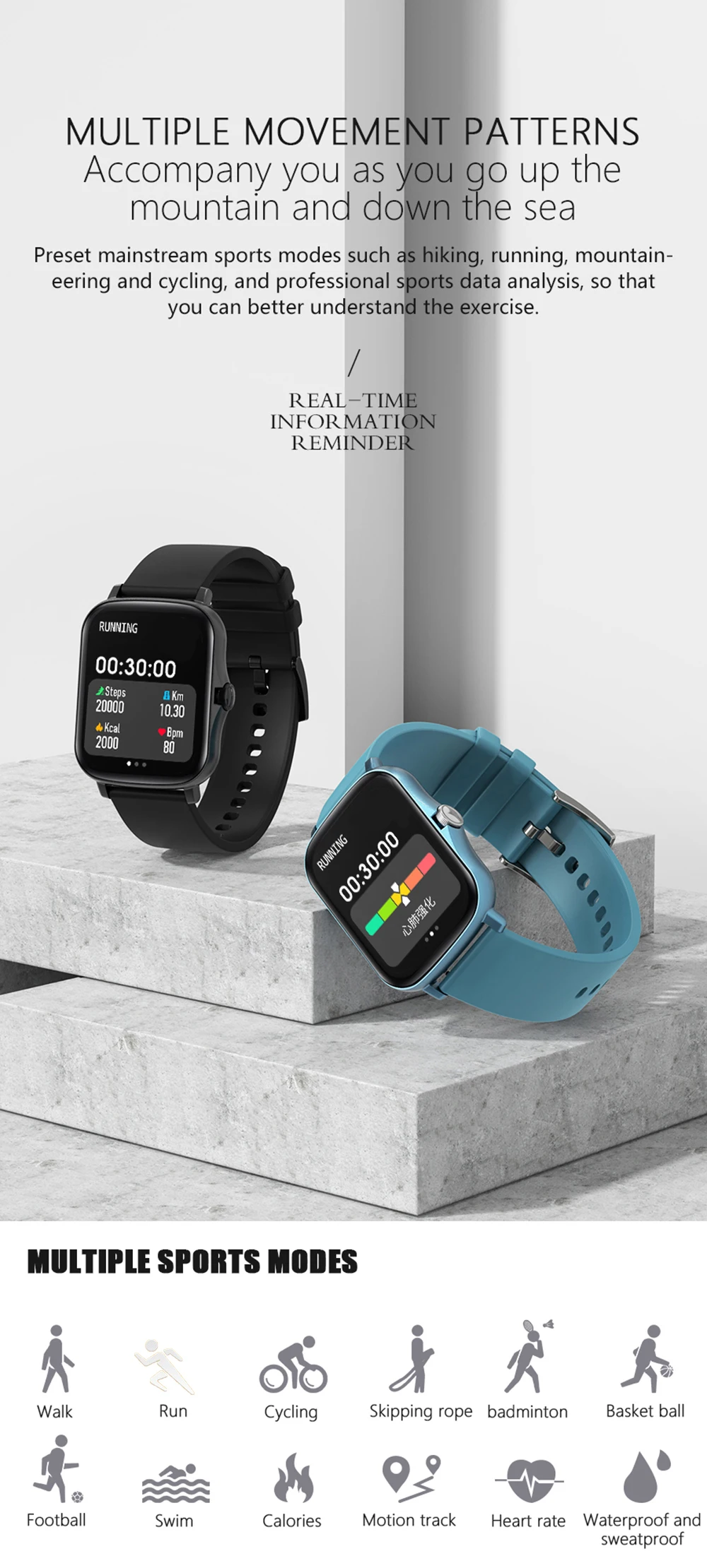 2021 M2 Y20 P8 Plus Smart Watch Men Rotate Button IP67 Smartwatch 1.7 Inch HD Screen Sports Women Smartwatch 24H Heart Rate Cloc