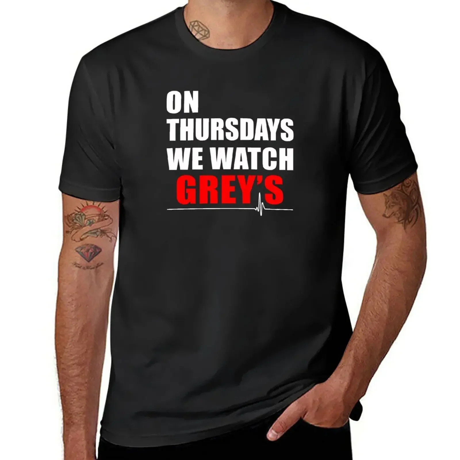 

ON THURSDAYS WE WATCH GREY'S T-Shirt summer clothes anime clothes mens big and tall t shirts
