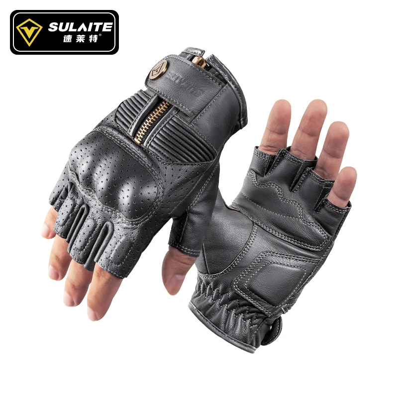 

SULAITE Half-finger Gloves Motorcycle Leather Gloves Non-slip Riding Gloves Waterproof Motorcycle Gloves Guantes Motociclista