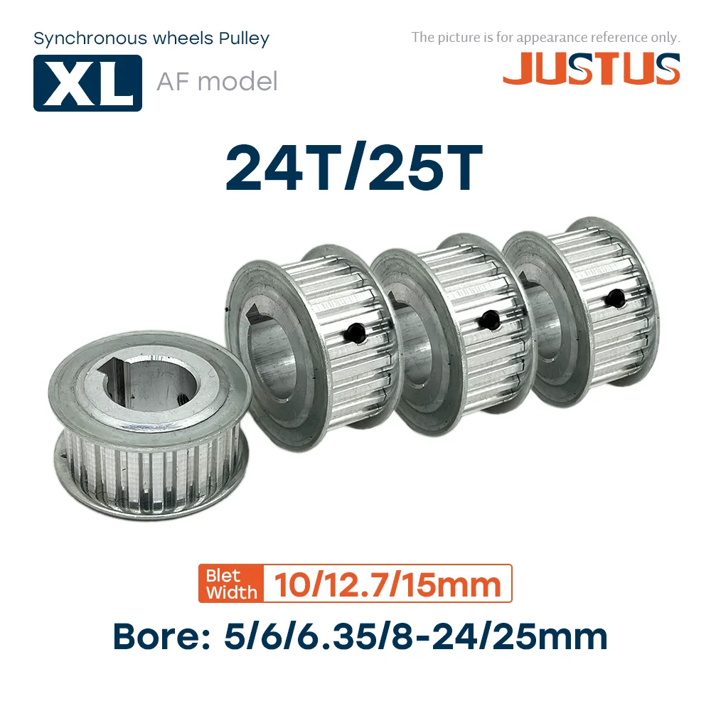 T5 Zahnriemenscheibe Aus Aluminium – 24T Oder 25T, Riemenbreite 25 Mm, Bohrung 5–20 Mm, Teilung 5 Mm, AF-Typ