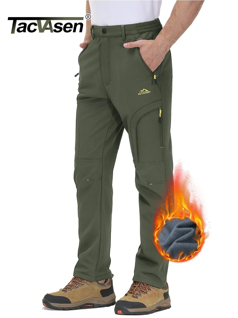 Men's Pants Winter Thermal Waterproof Climbing Multi-pockets Windproof Hiking Outdoor sport jogging trousers fashionable wide leg pants fleece sweatpants wide leg pants fashion pants