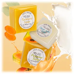 Goat's Milk Turmeric Soap for Face and Body Exfoliation Moisturizing and Deep Cleansing Lightening Fine Lines Brightening Skin