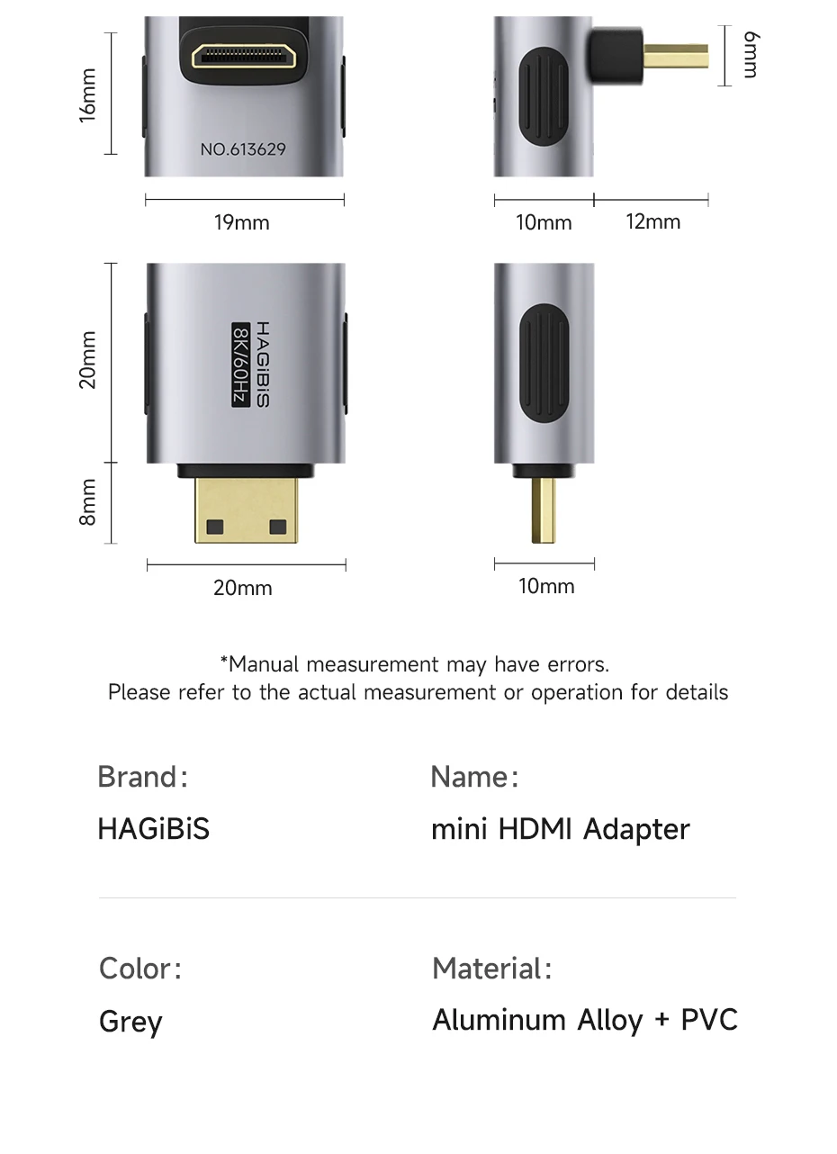 Hagibis HDMI 2.1 90° Right Angle Male to Female Adapter