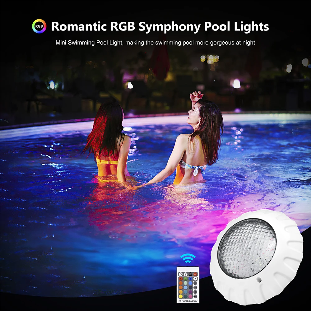 38W LED Swimming Pool Lamp 12V Underwater Lamp IP68 Colorful RGB Underwater Atmosphere Lamp Remote Wall-mounted Light 3