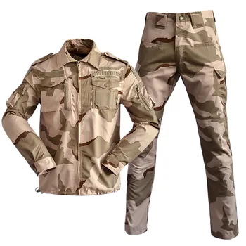 2 Piece Sets Men Breathable Camo Hunting Clothes Cargo Suits Camping Training Suit Jacket+Pants Uniform 3