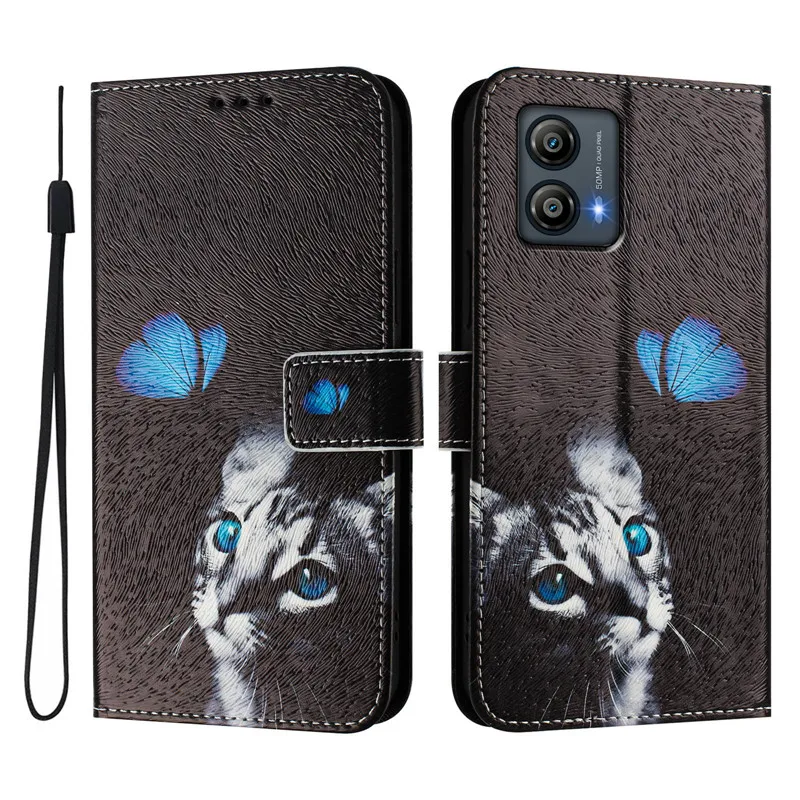 Cover Portafoglio Per Oneplus 11 5G Con Disegno Cane E Gatto – Blu, Magnetica, Porta Carte