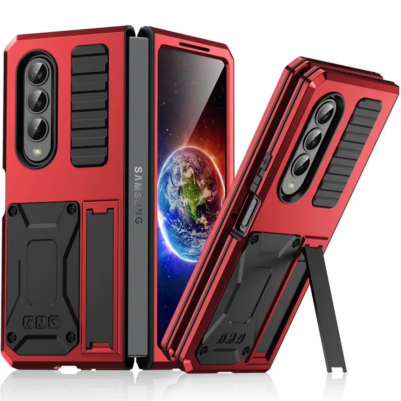 

Dropshipping Heavy Duty Armor Protection For Samsung Galaxy Fold 4 Fold4 Kickstand Fully Wrapped Silicagel Shockproof CASE Cover