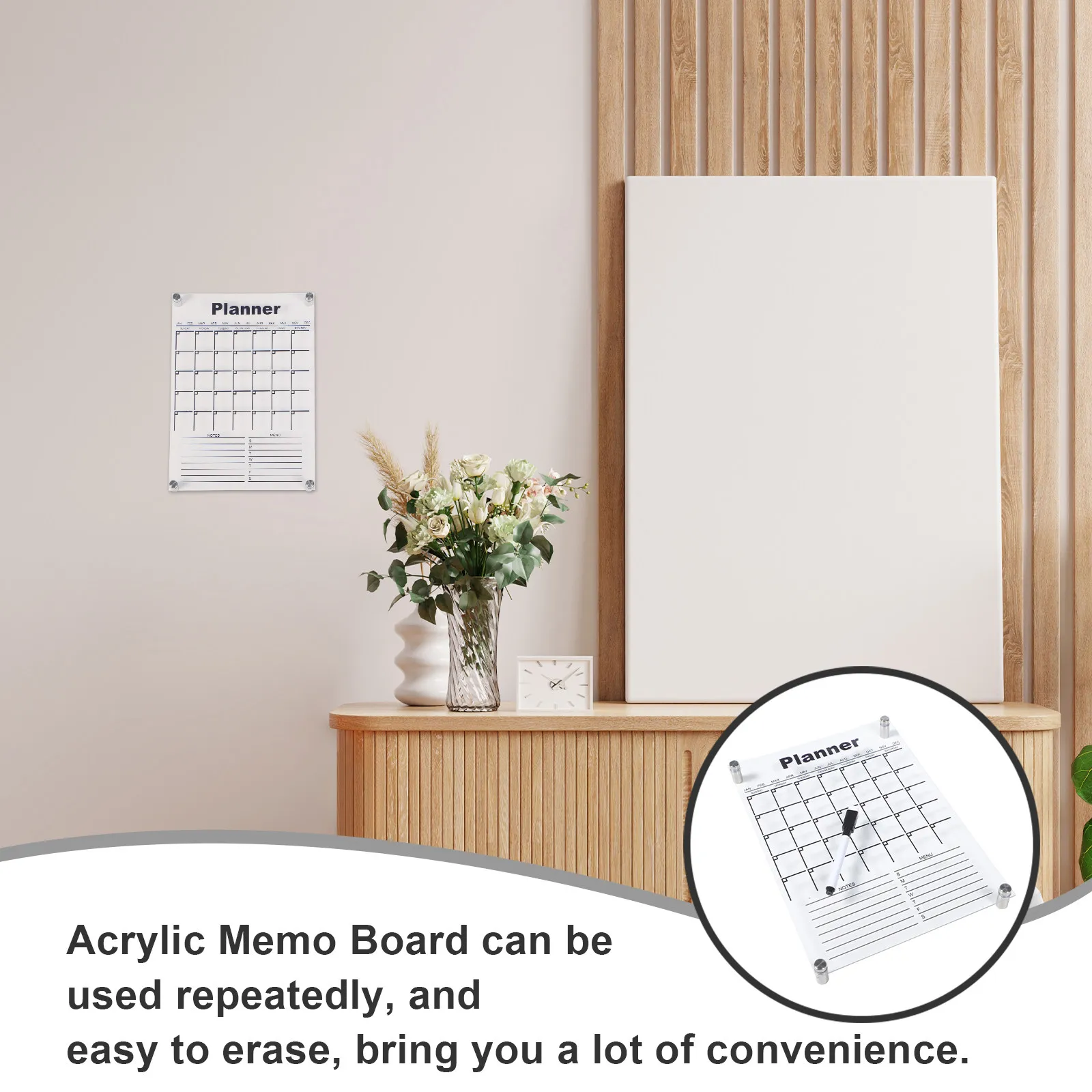 1세트 아크릴 투명 드라이 지우개 보드 가정용 데스크탑 쓰기 메시지 노트 보드 소형 경량 편리한 펜