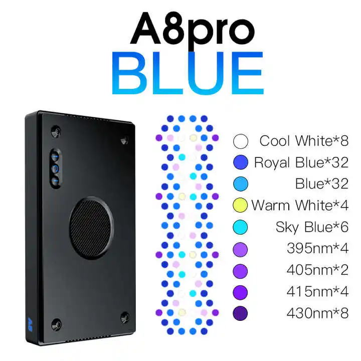 A8SE/A8PRO 2.0 세대 240W 스마트 산호초 LED 수족관 조명 풀 스펙트럼 WiFi 앱 프로그래밍 가능 해수용 램프