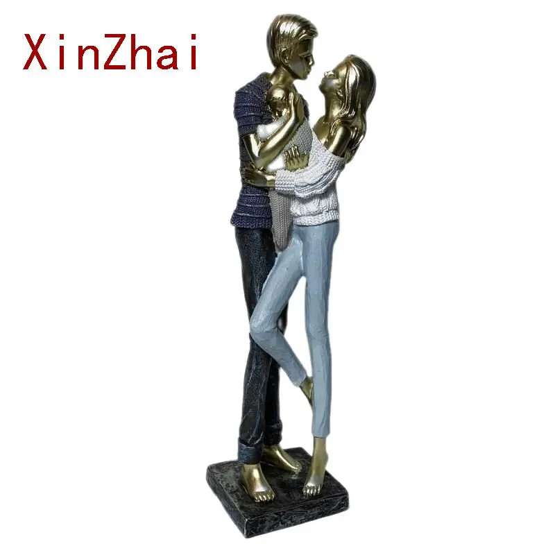

VILEAD Young Couple and Their Baby Figurines Modern Art Resin Statue Wedding Gifts Bedroom Living Room Interior Home Decoration