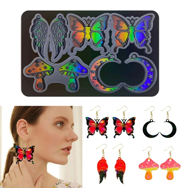 Light and Butterflies Mold Epoxy Wings Silicone Pendant Earrings Mold DropShip bookmark epoxy resin mold diy silicone molds holographic light shadow book mark diy casting tool hanging pendant mould 57bd