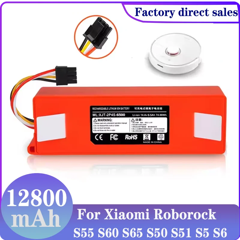 12800mAh Li-ion BRR-1P4S-2600D Battery for Xiaomi Roborock e352-00 / s502-00 / Sweep One Xiaowa C10 E20 E35 Robot Vacuum rechargeable battery,vacuum cleaner battery