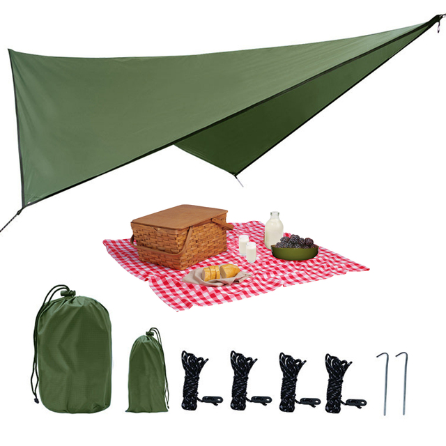 Tarp Tent Shade Outdoor Camping Hammock Rain Fly UV Garden Awning Canopy Sunshade Ultralight 360x290cm