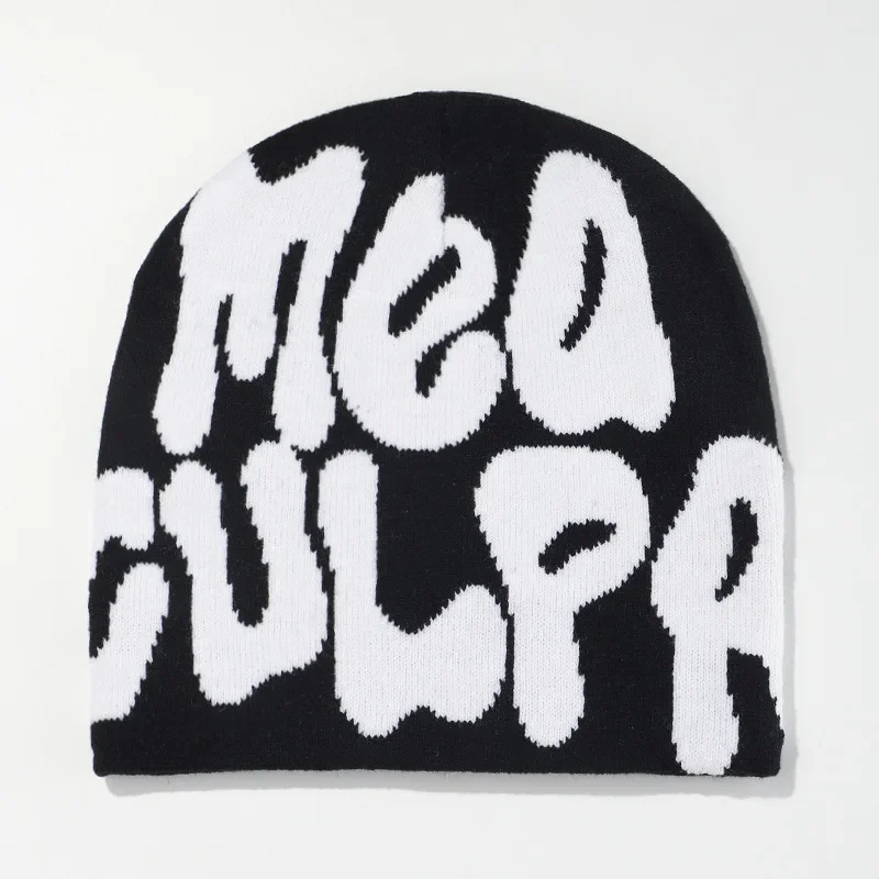 New Goth Spider Web Jacquard Beanie Caps Y2K Knitted Warm Hip Hop Unisex Elastic Knit Hat Skull Cap For Women Men 5