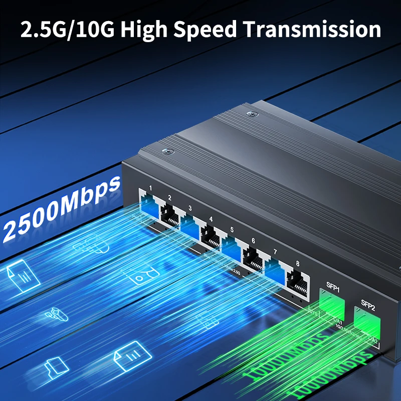 HORACO 2.5G Network Switch 8 Port Ethernet Switch with 2*10G SFP+ Plug and Play Fanless Homelab Switch 4