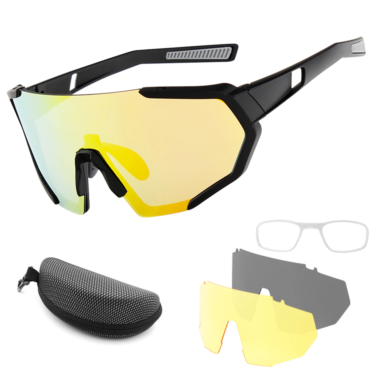 Cycling Glasses With 2 Interchangeable Lenses Uv400 Sports Sunglasses