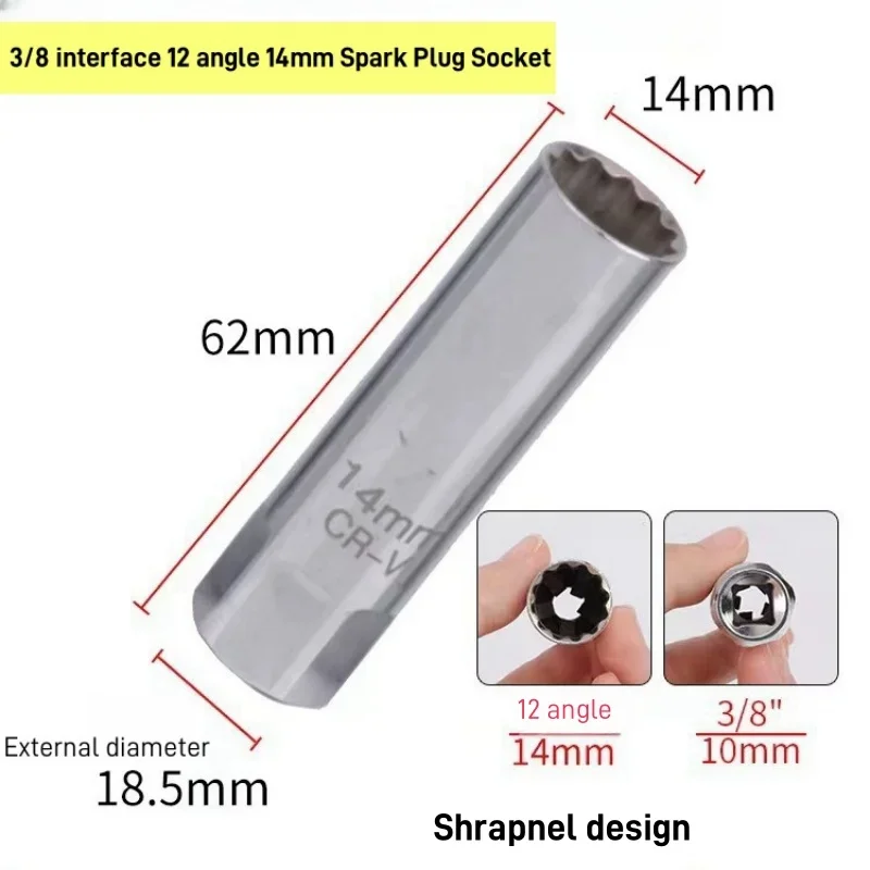 Universal-Zündkerzensteckdose, Zündkerzenschlüssel, magnetischer Schrapnell-Stecker, Demontage, automatisches Reparaturwerkzeug, 12/14/16 mm – Detail 2