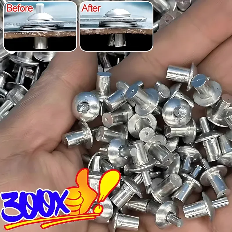 300x Hammer Drive Expansion Rivets Aluminum Nail Head Piercing Knock Type Small Tapping Screws Fasteners rivets and fasteners,rivets and screws