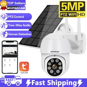 Solar Camera WIFI Outdoor 5MP HD Wireless Security CCTV Waterproof Night Vision PIR Human Detect PTZ with Solar Panel Tuya APP