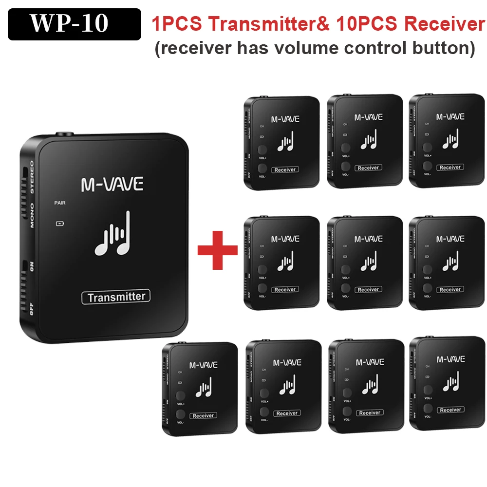 Wireless Earphone Monitor Original M-vave WP-10 2.4G Wireless Earphone Monitor Rechargeable Transmitter Receiver System M8 with Volume Button
