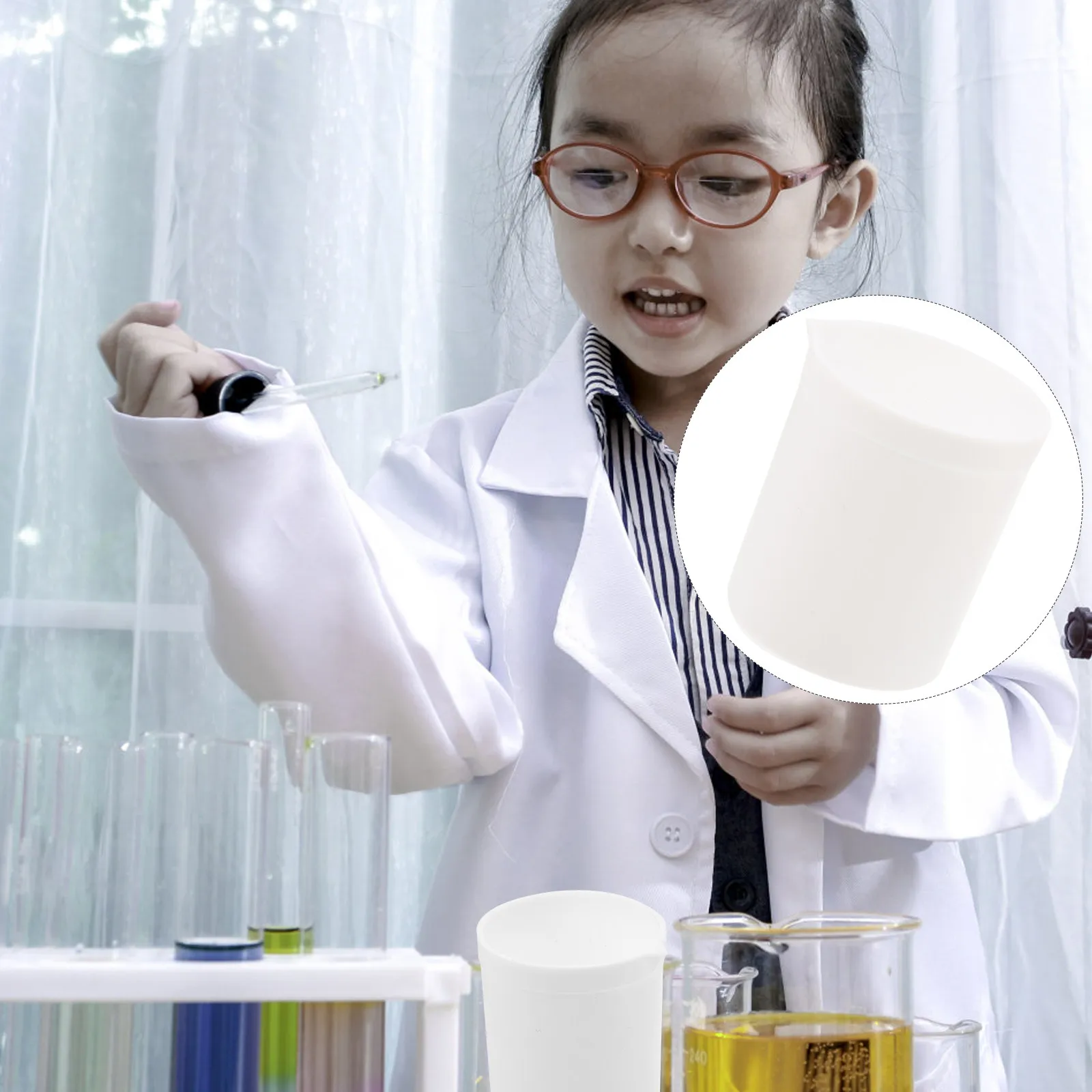 250Ml Ptfe 과학 비커 실험실 등급 내열성 부식 방지 테이퍼형 스파우트 학교용 미끄럼 방지 베이스