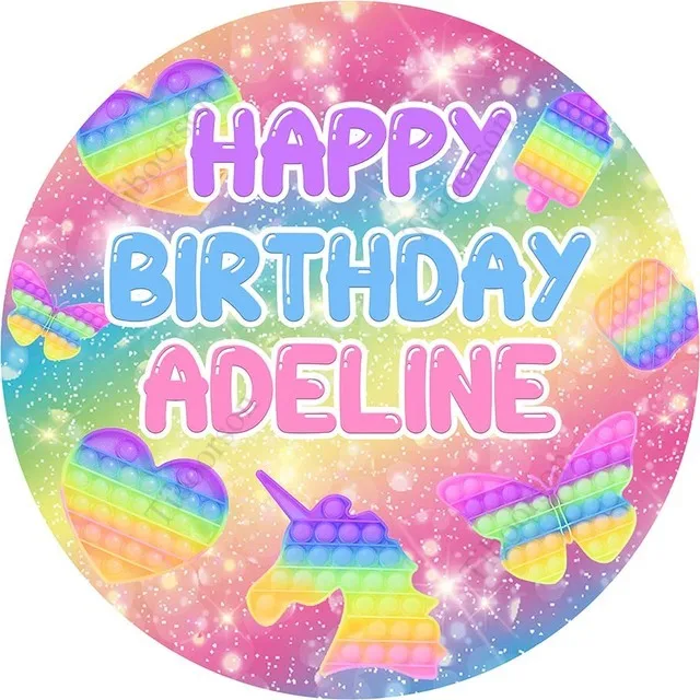 Colorful Pop Girl It Fidget Round Circle Background Baby Shower Birthday Photo Backdrop Kids Party Decor Table Plinth Covers | Электроника