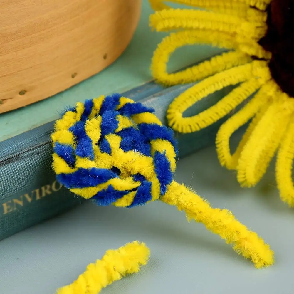 100 Stücke 30 cm Farben Chenille Stem Twisted Rod Eisendraht DIY Handwerk Wolle Wurzel Flauschigen Bar Verdrehen Dekor Rohr reiniger Plüsch – Detail 7