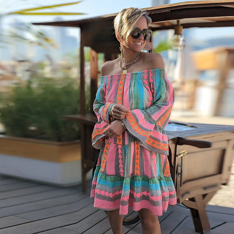 

Women Striped Printed Patchwork Pleated Maxi Dresses Sexy Short Sleeve Wrap Waist Fashion Ladies Streetwear Outfits Veatidos