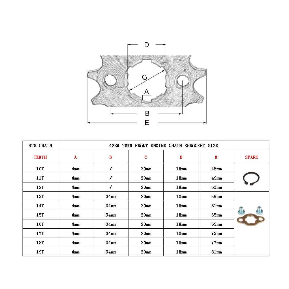 Engine Sprocket 17 20mm 10T-19T Front Engine Sprocket For KAYO BSE SSR SDG Dirt Pit Bike ATV Quad Go Kart Moped Scooter Motorcycle 428# Chain