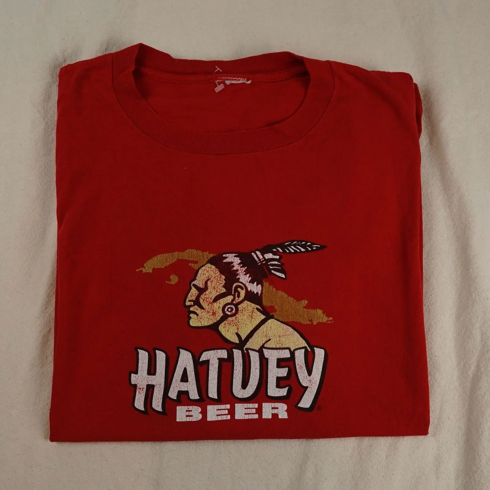 Maglietta Vintage Hatuey Beer Maglietta Per Adulti Extra Large Red Cuba Cuban Anni '90 Xl Xxl