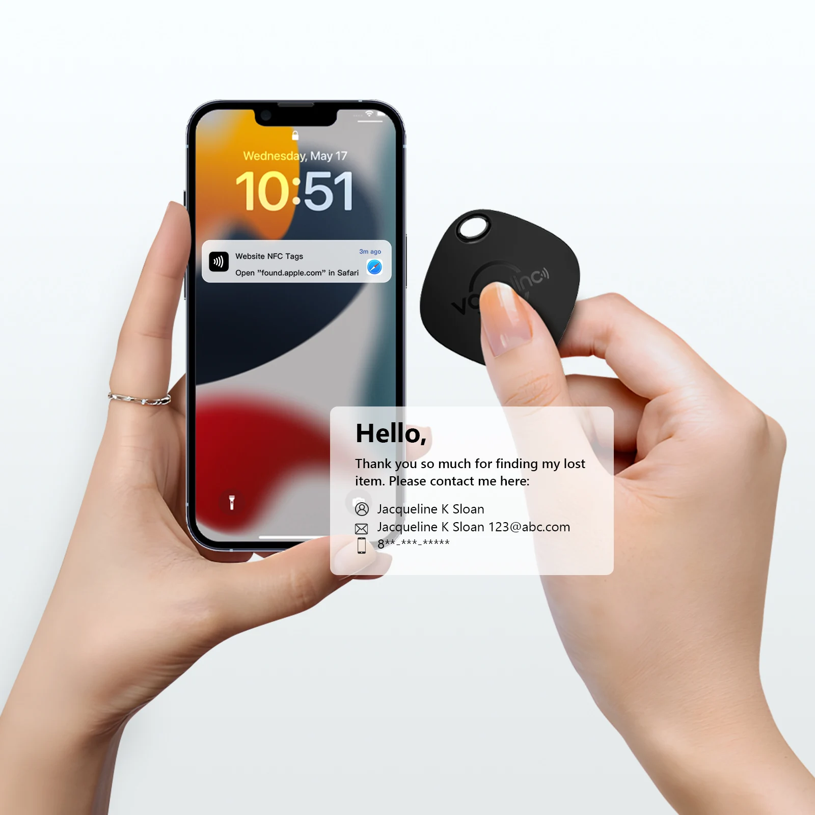 VOCOlinc Mini Smart Tag, Bluetooth Locator, Item Finder, Car Keychain Tracker, IP67 Anti-lost Device，Use With Find My (IOS Only)