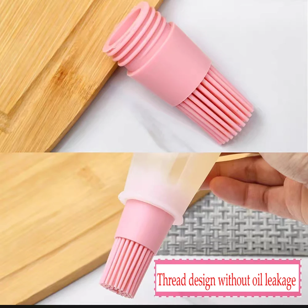 1 PCS Oil Bottle With Measuring Cap, Silicone Brush, Controllable Oil Absorbing Material Brush, Barbecue BBQ Brush