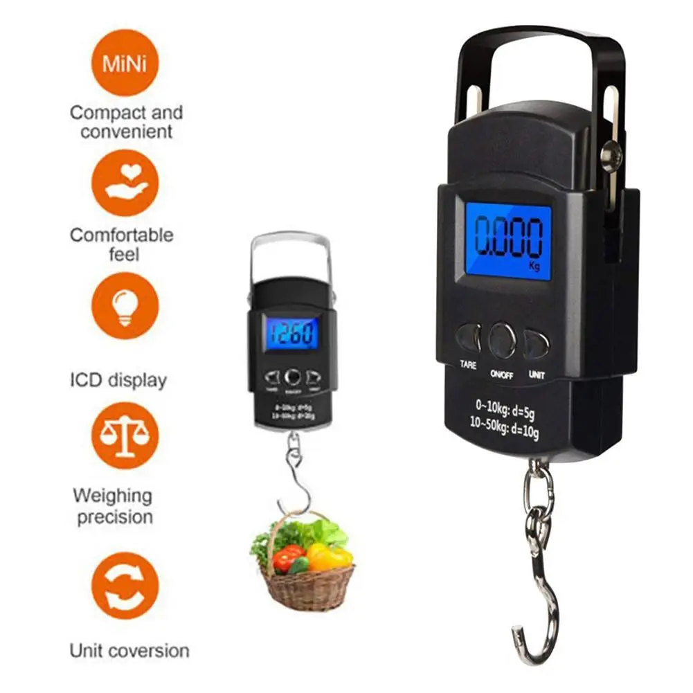 Fishing Scales 1PC Mini Digital Scale For Fishing Luggage Travel Weighting Steelyard Portable Electronic Hanging Hook Scale Hand Scales fishing scales