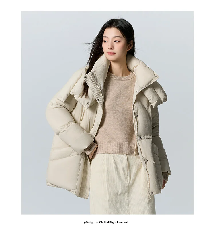 Down Jacket Women Medium Length Loose New Textured Warm Winter Wear