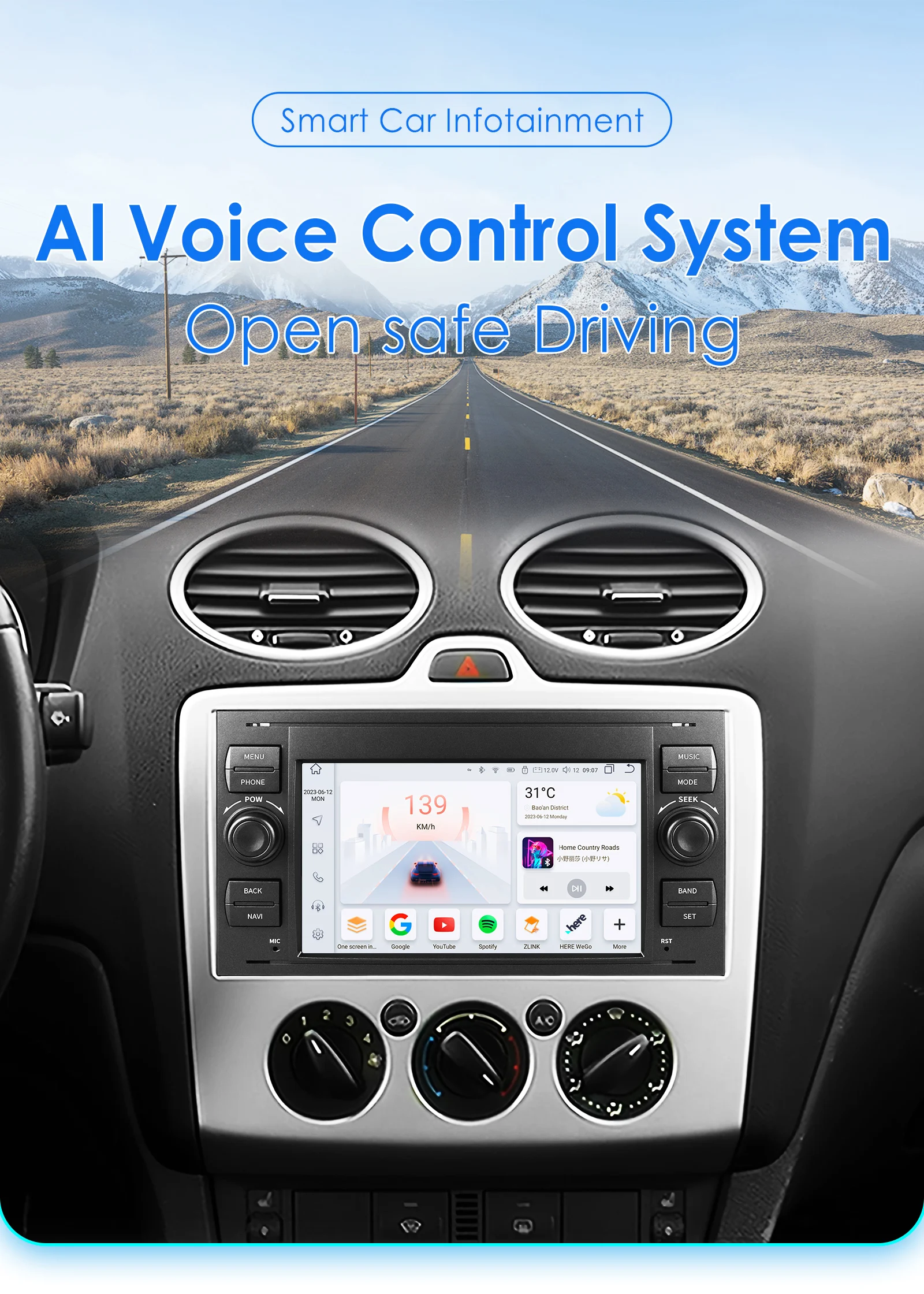 2DIN Android Autoradio für Ford Focus 2 Mondeo Fiesta S-max Galaxy Transit Fusion Connect Kuga Carplay Auto Multimedia Player GPS – Detail 2