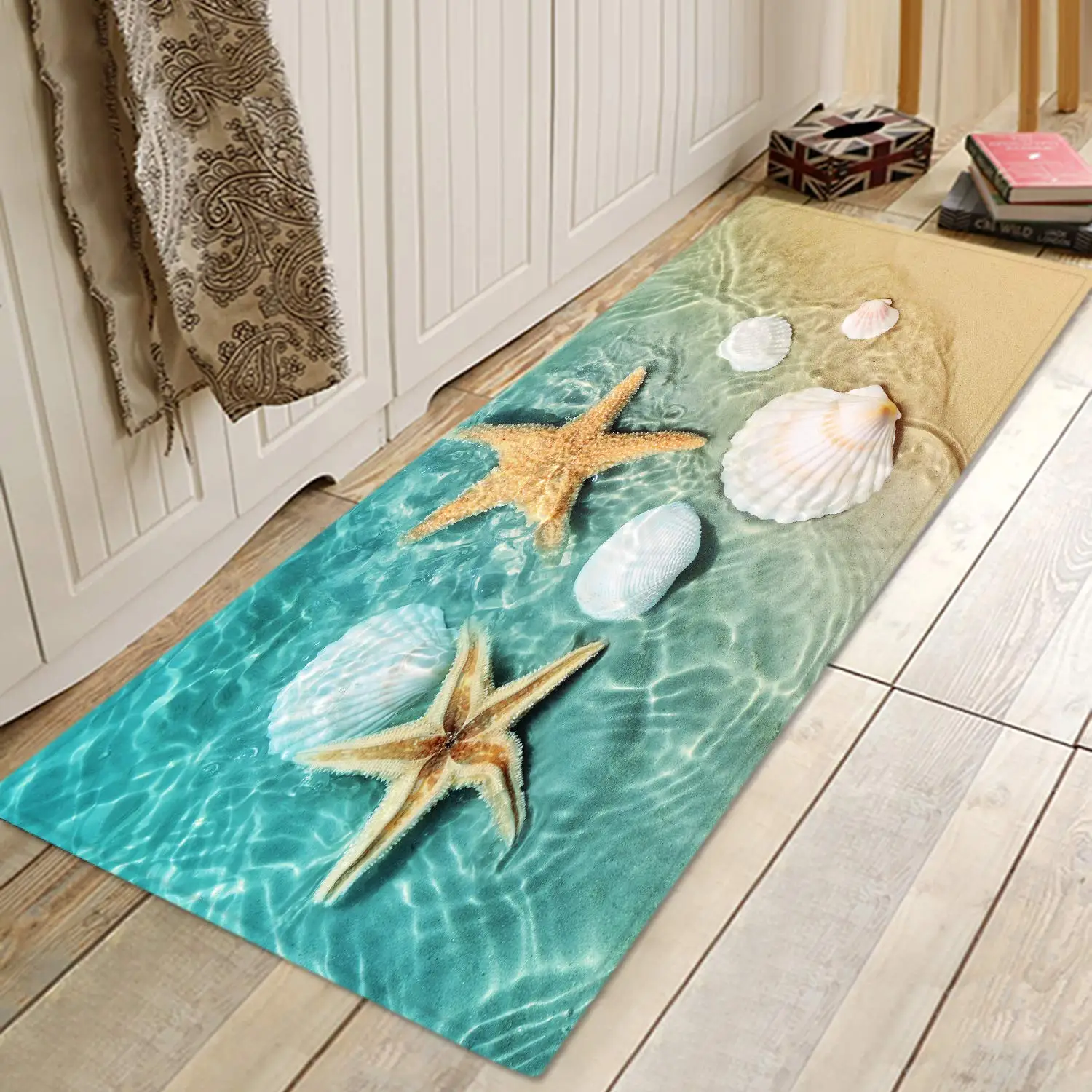 Beach Starfish Scallop Decor Non Slip Bath Rugs Sponge Foam Durable ...