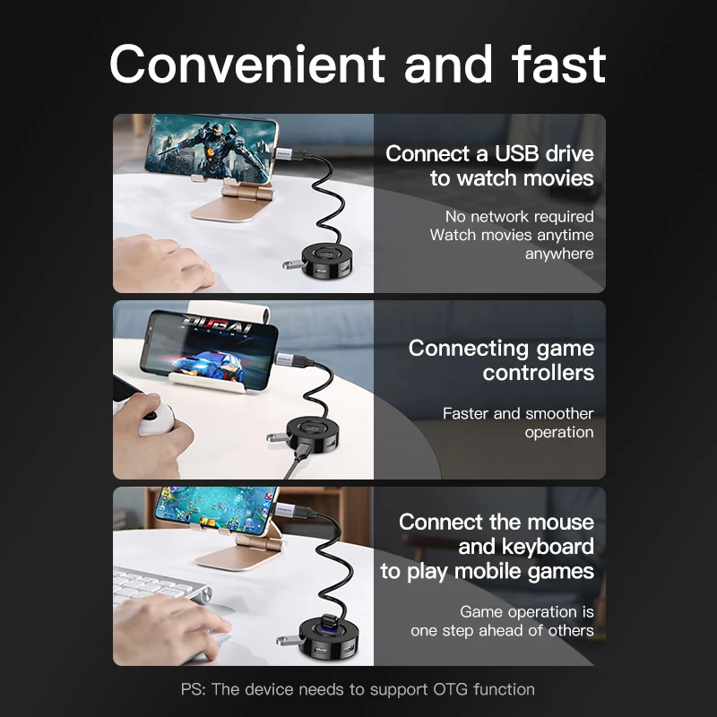 Mindpure USB 허브 2.0 허브 분배기 4 in 1, 하드 디스크 MacBook Pro 용 마이크로 USB 충전 전원 포함 LenovoLaptop PC USB 확장 포트