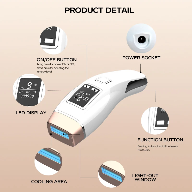 Vancostar 4in1 Laser Hair Removal IPL Epilator Cooling LCD Acne Treatment Rejuvenation Device for Home Bikini Trimmer Device 6